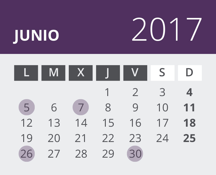 Calendario del Territorio Común. Junio